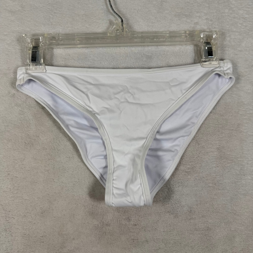 Fredericks of Hollywood White Classic Bikini Swim Bottoms Ruched Back S